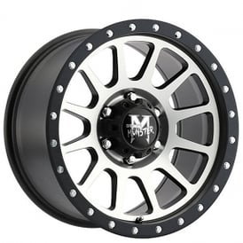 17" Off Road Monster Wheels M10 Matte Black Machined Rims