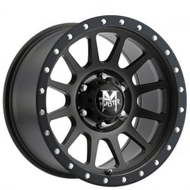 17" Off Road Monster Wheels M10 Matte Black Rims