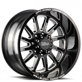 17" Off Road Monster Wheels M17 Gloss Black Milled Rims 