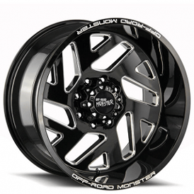 22" Off Road Monster Wheels M19 Matte Black Milled Rims 