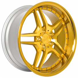 18" Staggered MRR Wheels RW2 Gold Over Machine Rims