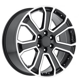 22" GMC Yukon Denali Wheels FR 49 Black Machined OEM Replica Rims