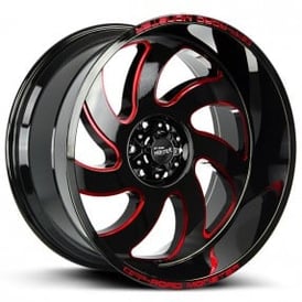 20" Off Road Monster Wheels M07 Gloss Black Candy Red Milled Rims