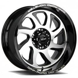 20" Off Road Monster Wheels M22 Gloss Black Machined Rims