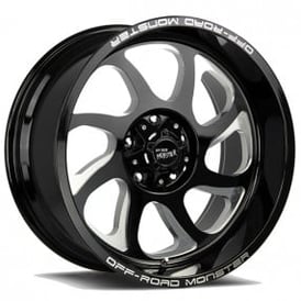 20" Off Road Monster Wheels M22 Gloss Black Milled Rims