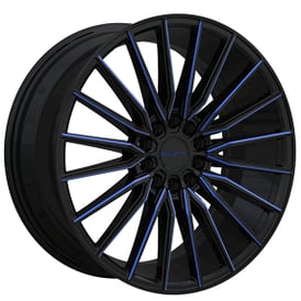 18" Ravetti Wheels M18 Black with Blue Milled Rims