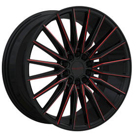 18" Ravetti Wheels M18 Black with Red Milled Rims