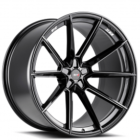 20" Staggered Savini Wheels SV-F4 Gloss Black Milled Flow Formed Rims