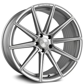 20" Staggered Stance Wheels SF09 Brush Silver Flow Formed Rims