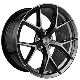19" Staggered Stance Wheels SF14 Hyper Black Flow Formed Rims 