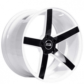 20" Staggered STR Wheels 607 White with Black Spoke Polaris Slingshot / 3-Wheeler Rims