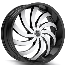 24" Strada Wheels Flame Gloss Black Machined Rims