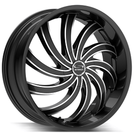 20" Strada Wheels Flame Gloss Black Milled Rims
