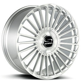 22" Staggered Strada Wheels Martello Brushed Face Silver Flow Formed Floating Cap Rims