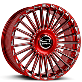 22" Strada Wheels Martello Candy Red Milled Flow Formed Floating Cap Rims