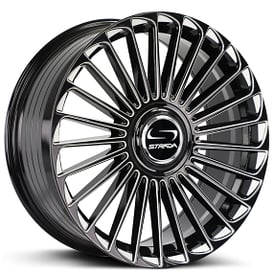22" Strada Wheels Martello Gloss Black Milled Flow Formed Floating Cap Rims