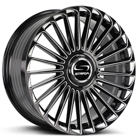 20" Strada Wheels Martello Gloss Black Milled Flow Formed Floating Cap Rims