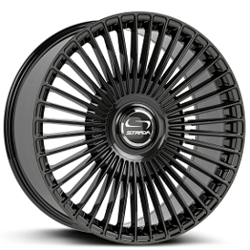 24" Strada Wheels Spaghetti Gloss Black Flow Formed Floating Cap Rims