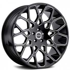 22" Strada Wheels Buca Gloss Black Milled Rims