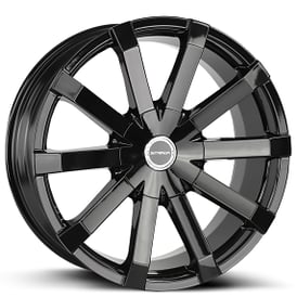 22x8.5" Strada Wheels Gabbia Gloss Black Rims 