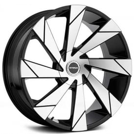 24" Strada Wheels Moto Gloss Black Machined Rims