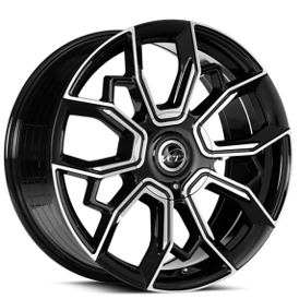22x8.5" VCT Wheels Hurricane Black Machined Rims