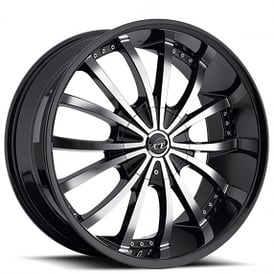 22x8.5" VCT Wheels Mancini Black Machined Huge Size Lip Rims
