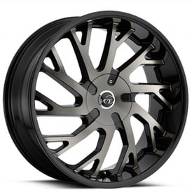 22x8.5" VCT Wheels V77 Black Smoke Machined Rims