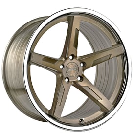 20" Staggered Vertini Wheels RFS1.7 Brushed Dual Bronze with Chrome Lip Flow Formed Rims