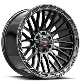 22" Vortek Off-Road VRP-502 Forza Black with Diamond Cut Ring and Dark Tint Rims   