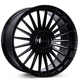 24" Staggered Vossen Wheels HF-8 Custom Gloss Black Floating Cap Rims