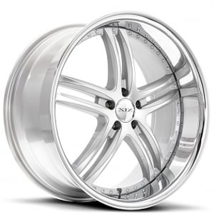 22" XIX Wheels X15 Silver Machine with SS Lip Rims