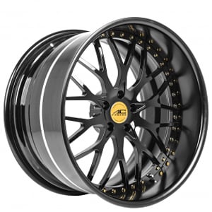 22" Staggered AC Forged Wheels ACF701 Gloss Black with Gold Rivet Three Piece Rims
