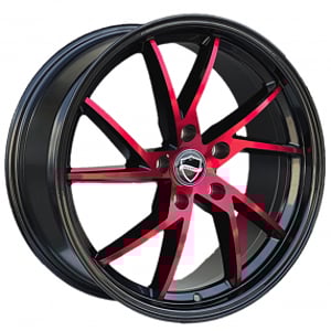 18" Elegance Wheels Sharp Gloss Black with Candy Red Face Rims