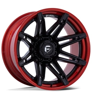 22" Fuel Wheels FC401 Brawl Matte Black with Candy Red Lip Off-Road Fusion Forged Rims