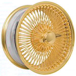 18x8" LA Wire Wheels FWD 100-Spoke Straight Lace American Gold Plating Rims