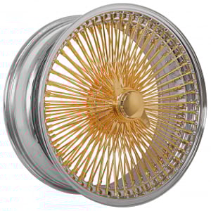 20x8" LA Wire Wheels FWD 150-Spoke Straight Lace Chrome with American Gold Plating Center Rims