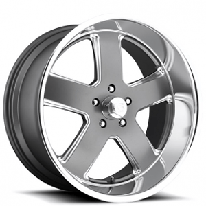22" U.S. Mags Wheels Hustler U118 Textured Gunmetal with Diamond Cut Lip Rims 