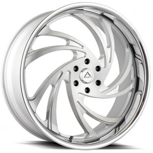 26" Azad Wheels AZ Drip Brushed Silver with SS Lip Rims