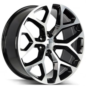 22" Strada Wheels Snowflake Gloss Black Machined OEM Replica Rims