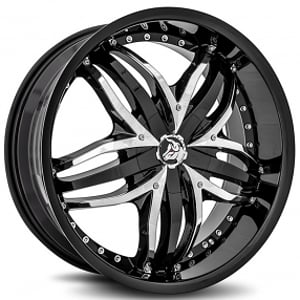 20" Diablo Wheels Angel Black with Chrome Inserts Rims