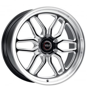 20" Weld Racing Wheels Laguna 6 Drag Gloss Black Milled with Polished Lip Rims 