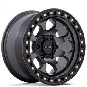 17" KMC Wheels KM550 Riot SBL Anthracite with Satin Black Lip Off-Road Rims
