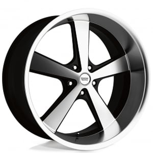 20" Staggered American Racing Wheels Vintage VN701 Nova Gloss Black Machined Rims