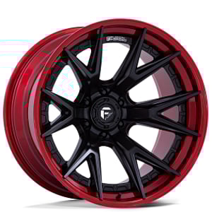 20" Fuel Wheels FC402 Catalyst Matte Black with Candy Red Lip Off-Road Fusion Forged Rims