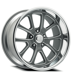 18" Resto Wheel Co R101 Laguna Textured Gunmetal Center with Milled Window and Diamond Cut Lip Rims 