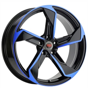 18" Revolution Racing Wheels RR20 Black with Blue Face Rims