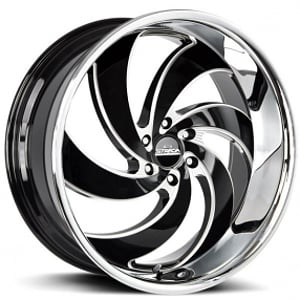 24" Strada Wheels Retro 6 Gloss Black Milled with SS Lip Rims 
