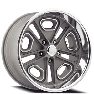 18" Resto Wheel Co R102 Del Ray Textured Gunmetal Center with Milled Window and Diamond Cut Lip Rims 