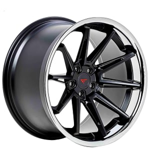 22" Staggered Ferrada Wheels CM2 Custom Matte Black with Chrome Lip Rims